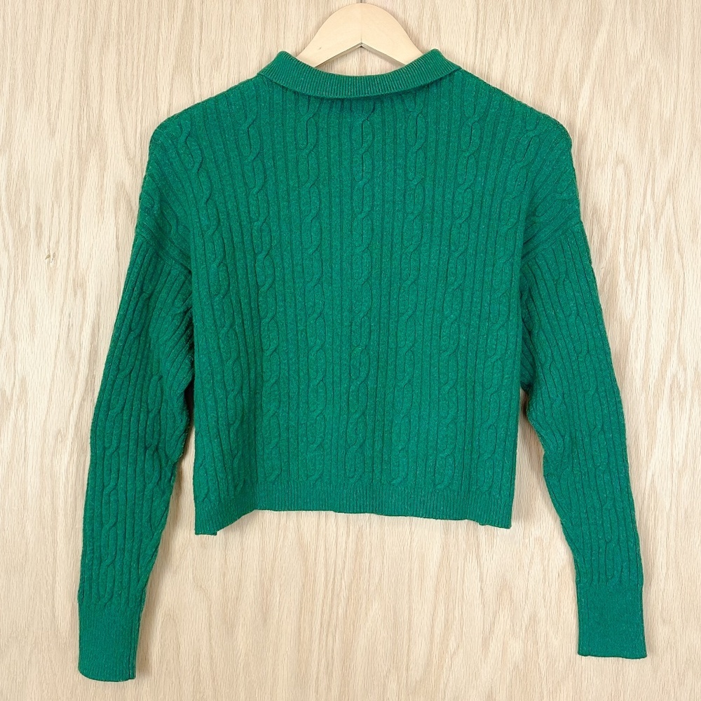 A New Day Green Cable Knit Cardigan Size L - Picture 3 of 6
